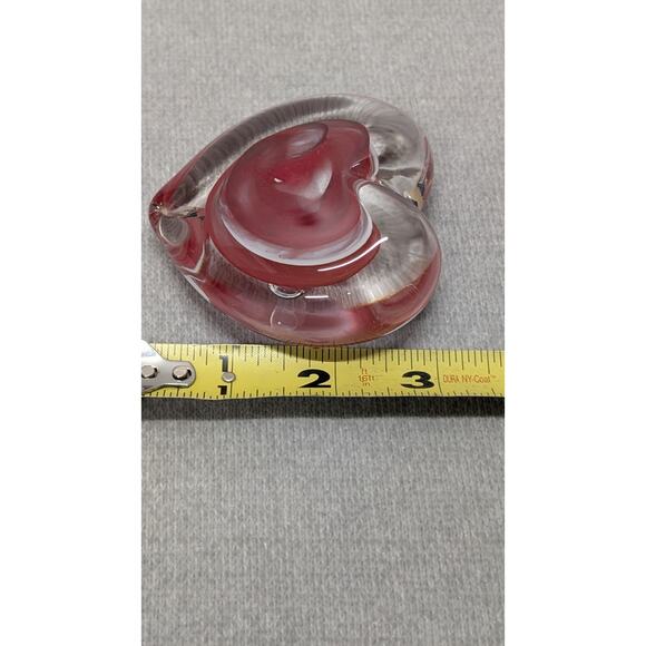 Kathy Sherman Art Glass Heart Paperweight Signed Dated 2004 Red Clear - Picture 11 of 14